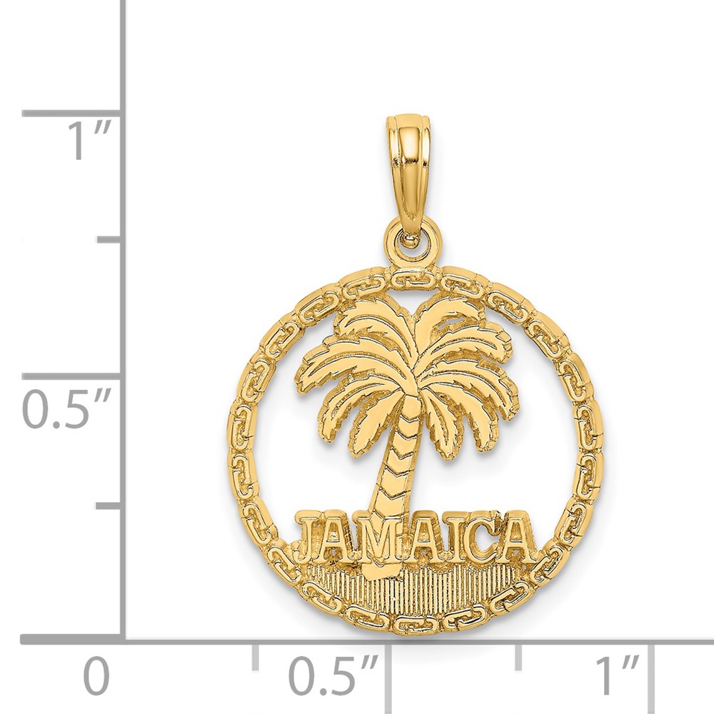 14K JAMAICA Palm Tree Circle Charm (K7519)