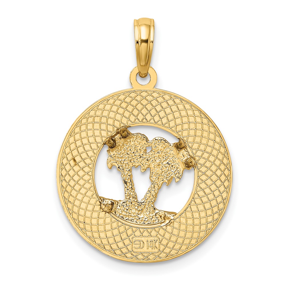 14K FLORIDA w/Double Palm Tree Circle Charm (K7523)