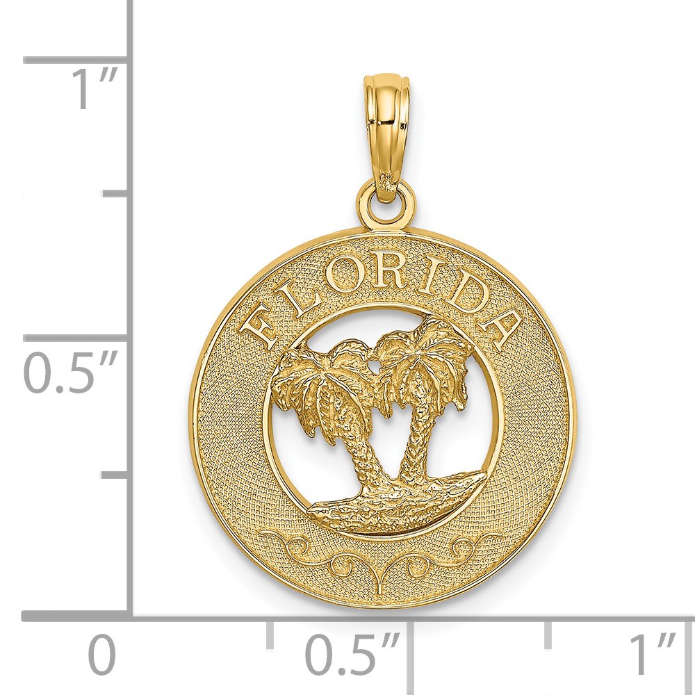 14K FLORIDA w/Double Palm Tree Circle Charm (K7523)