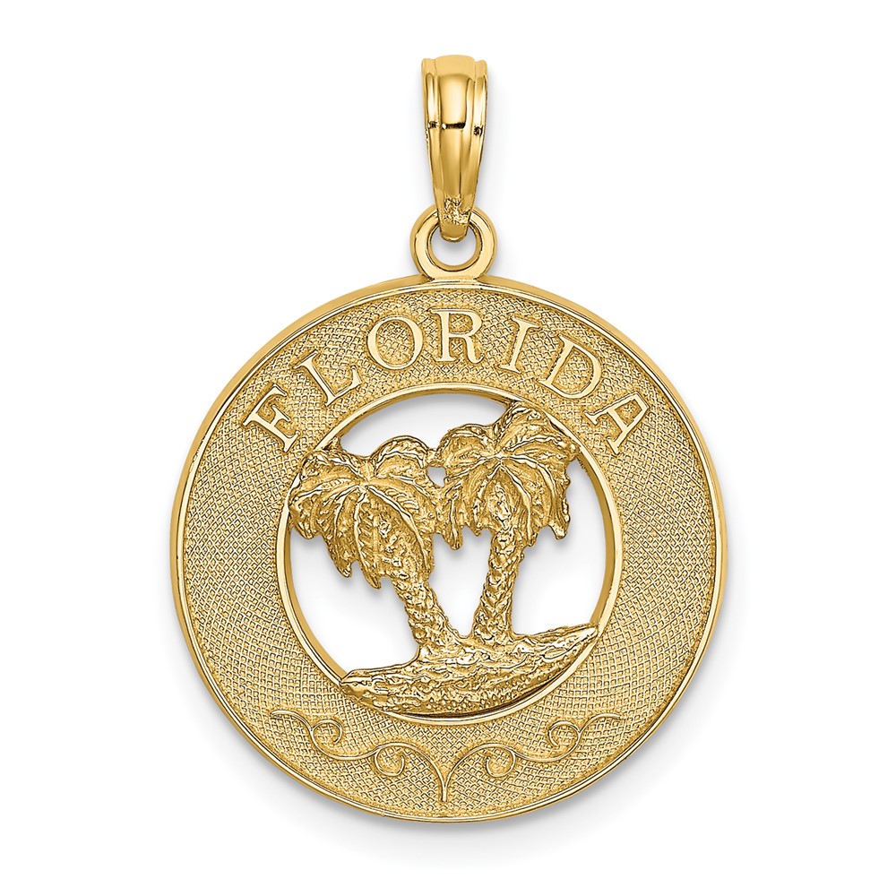 14K FLORIDA w/Double Palm Tree Circle Charm (K7523)