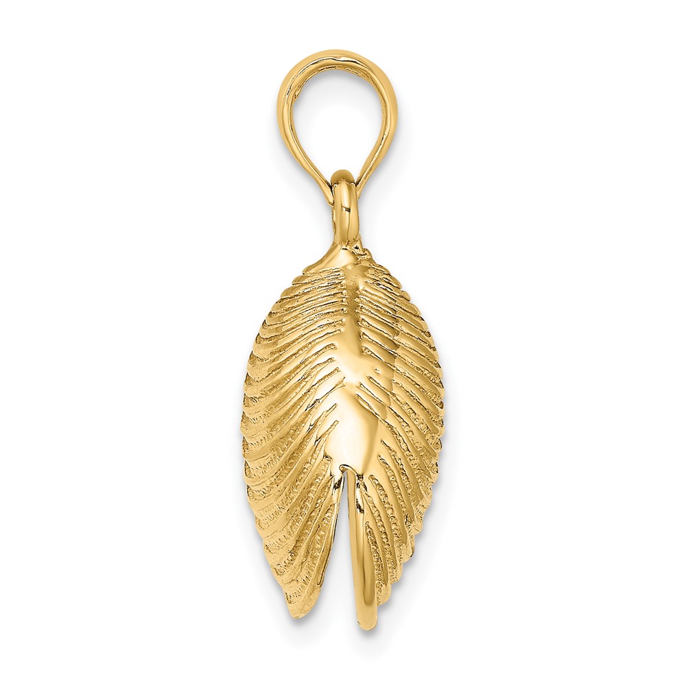 14K 3-D Textured Clam Shell Charm (K7535)