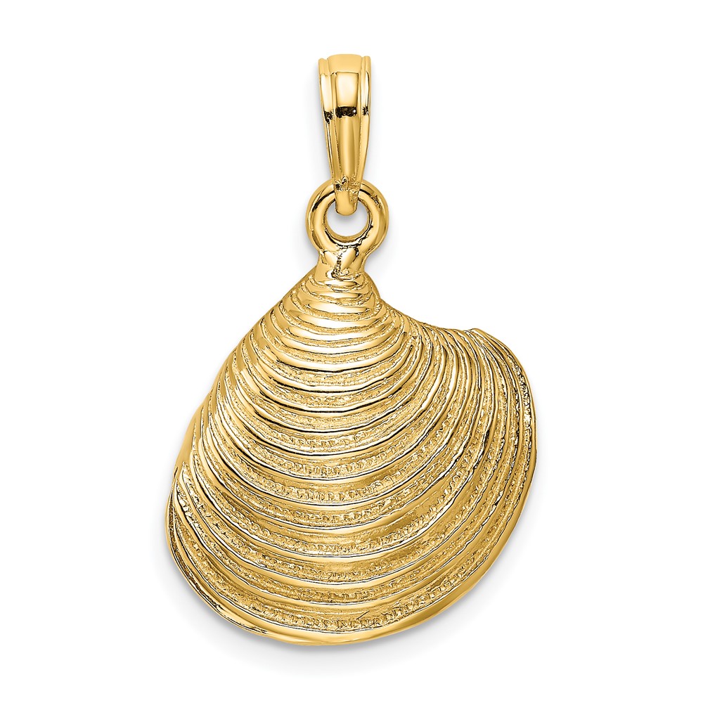 14K 3-D Textured Clam Shell Charm (K7535)