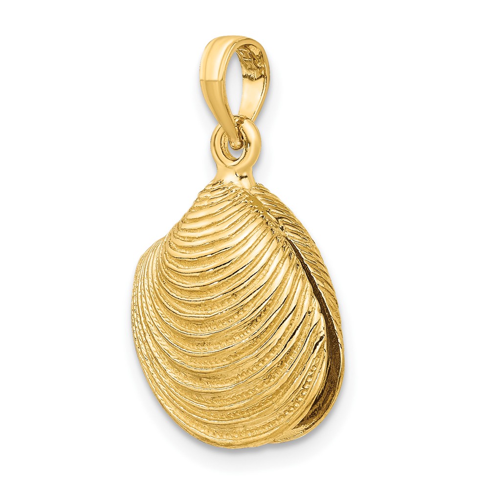 14K 3-D Textured Clam Shell Charm (K7535)