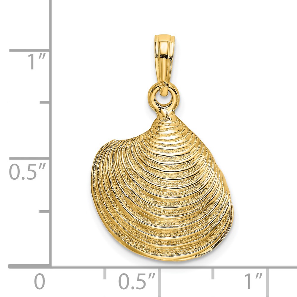 14K 3-D Textured Clam Shell Charm (K7535)