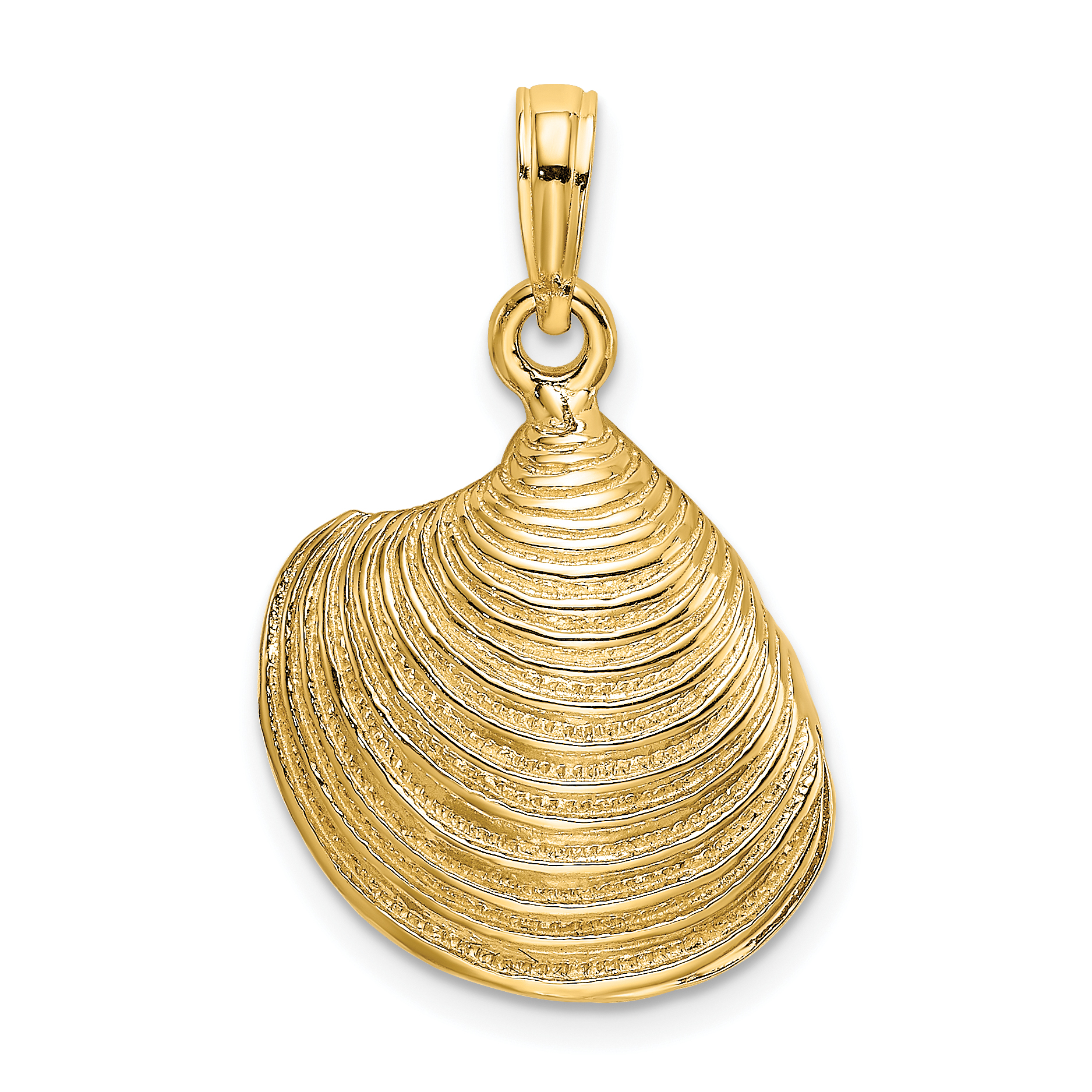 14K 3-D Textured Clam Shell Charm (K7535)