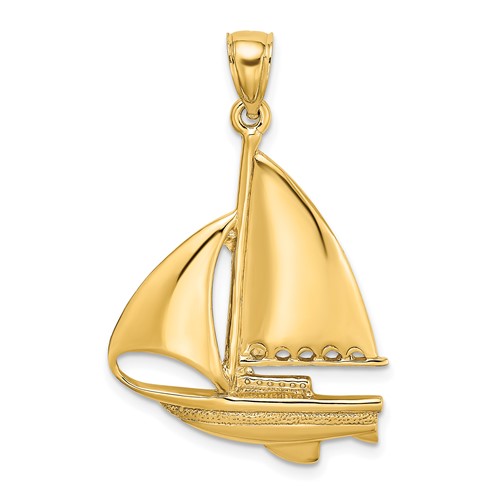 14K Polished Sailboat Charm