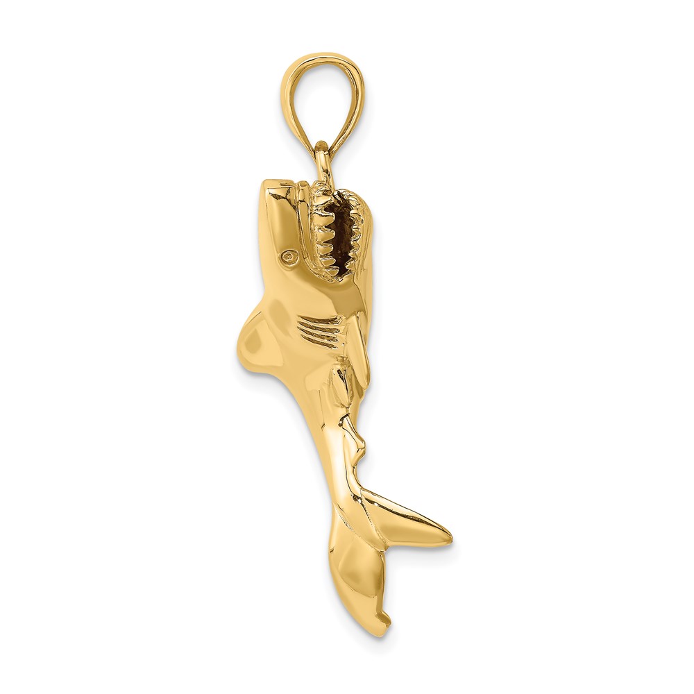 14K 3-D Polished Shark Charm (K7549)