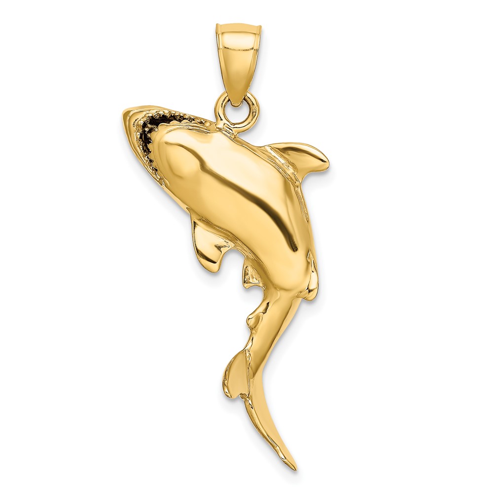 14K 3-D Polished Shark Charm (K7549)