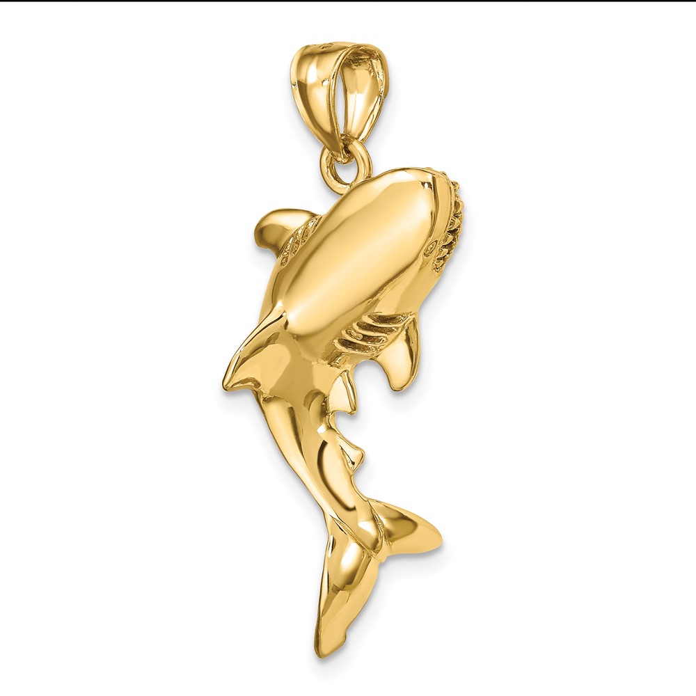 14K 3-D Polished Shark Charm (K7549)