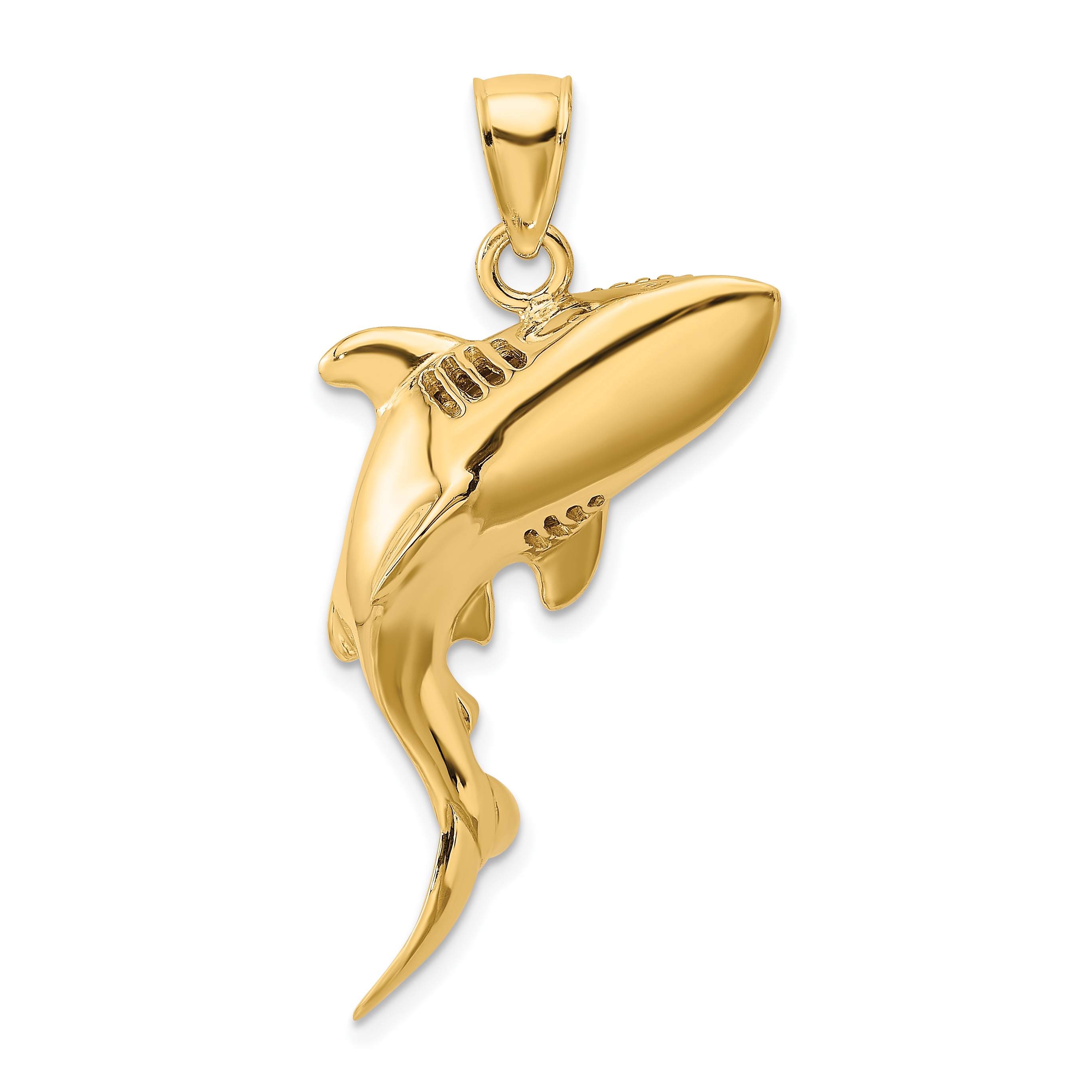 14K 3-D Polished Shark Charm (K7549)