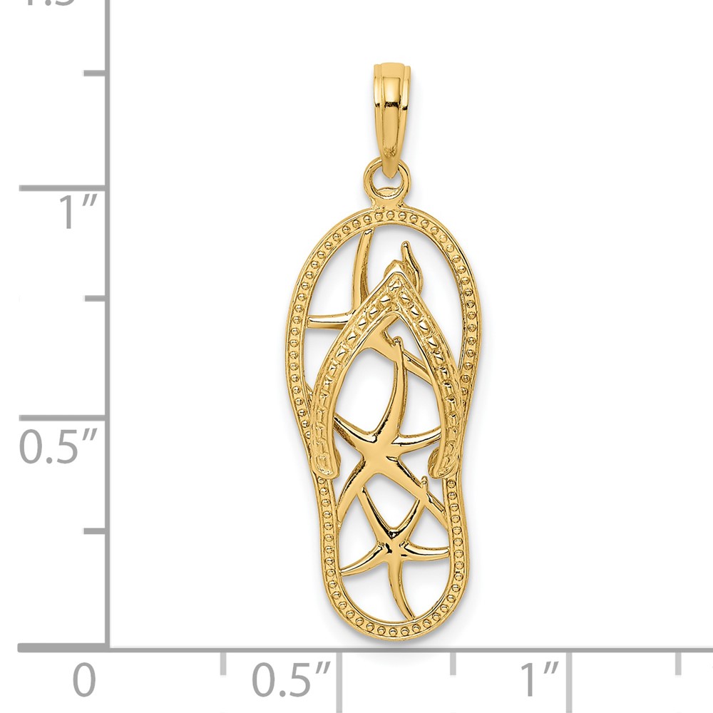 14K Multi Starfish Flip-Flop Charm (K7612)