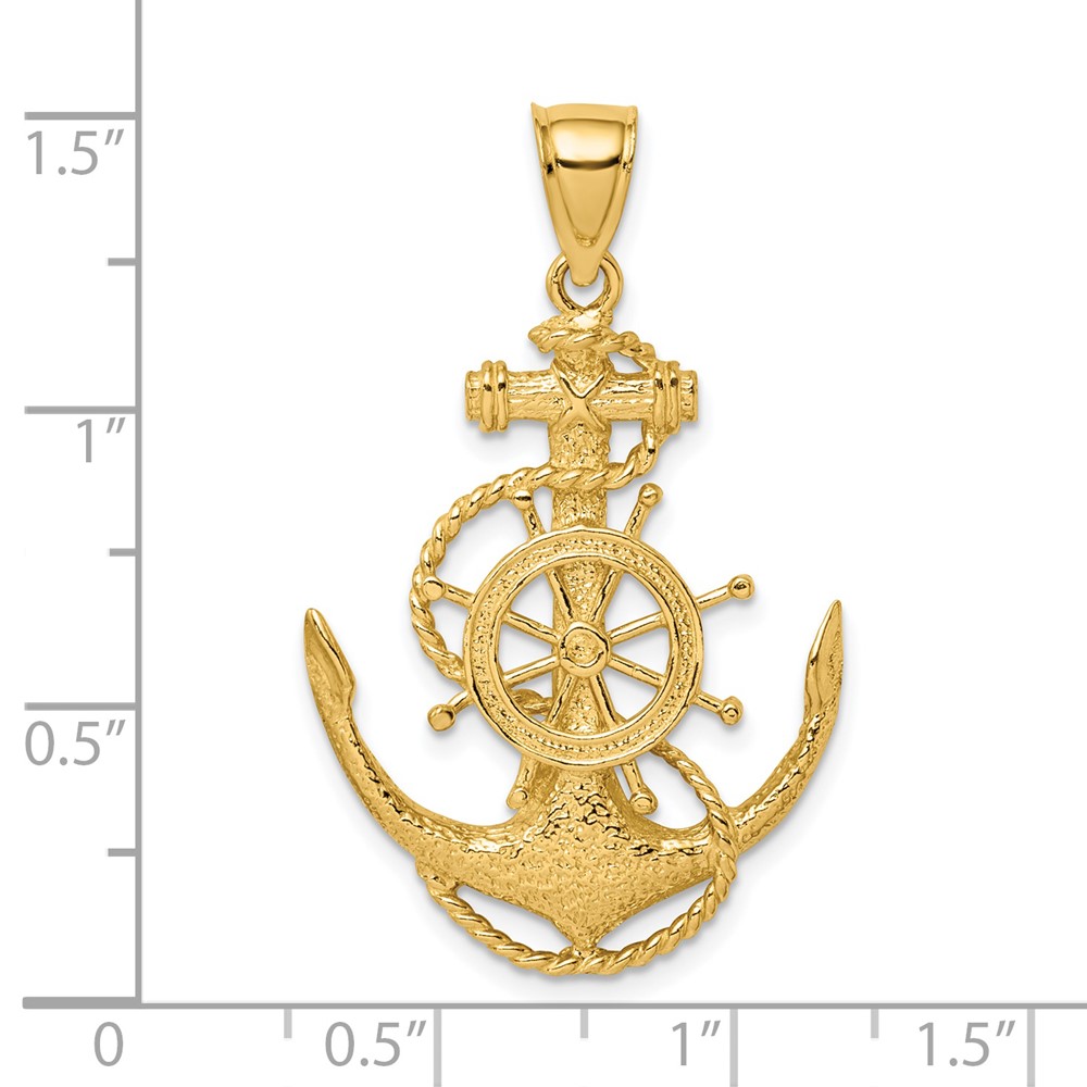 14K 2-D Anchor and Wheel Charm (K7641)