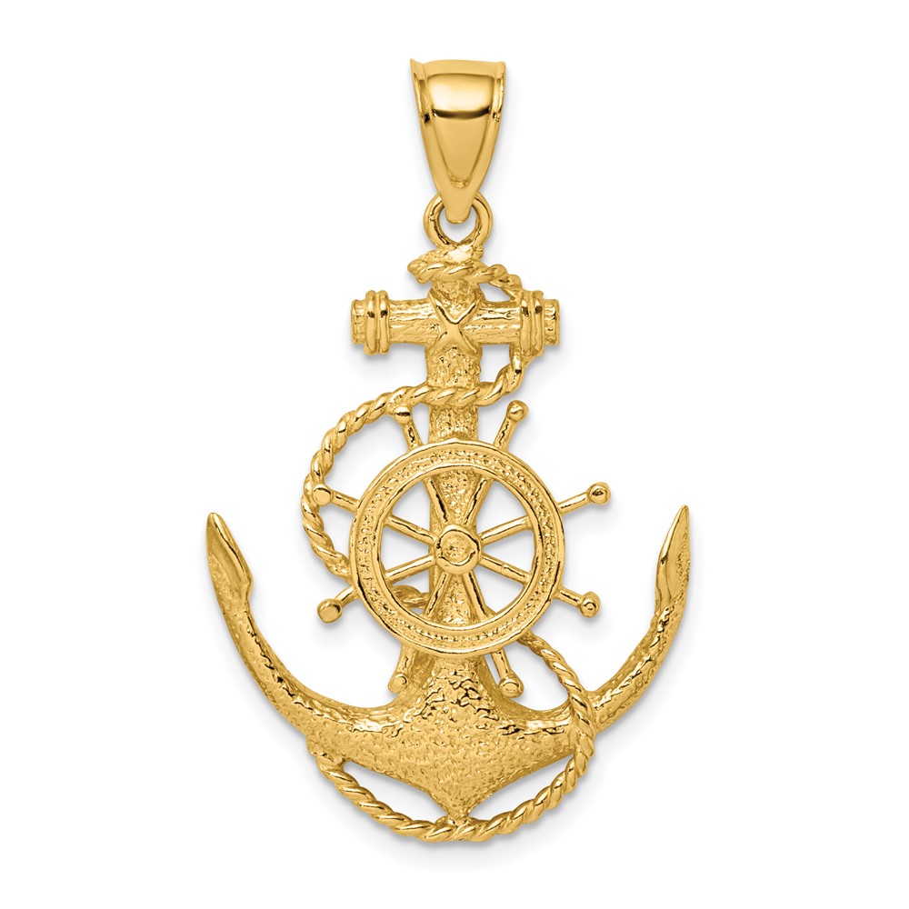 14K 2-D Anchor and Wheel Charm (K7641)