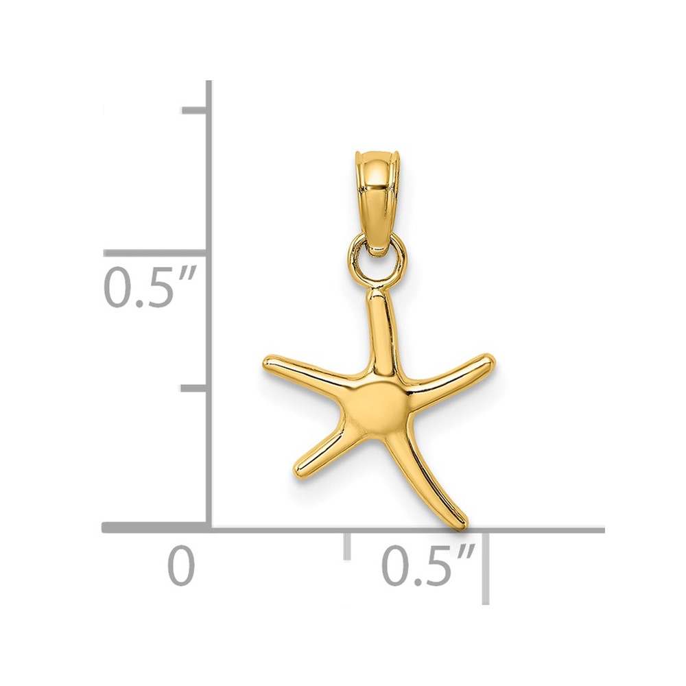 14K Polished Mini Dancing Starfish Charm (K7660)