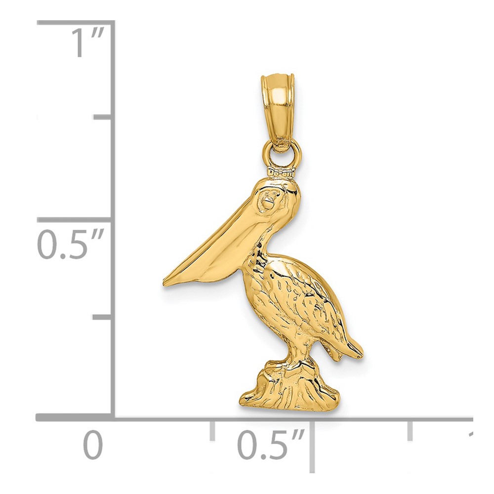 14K 3-D Pelican Standing Charm (K7661)