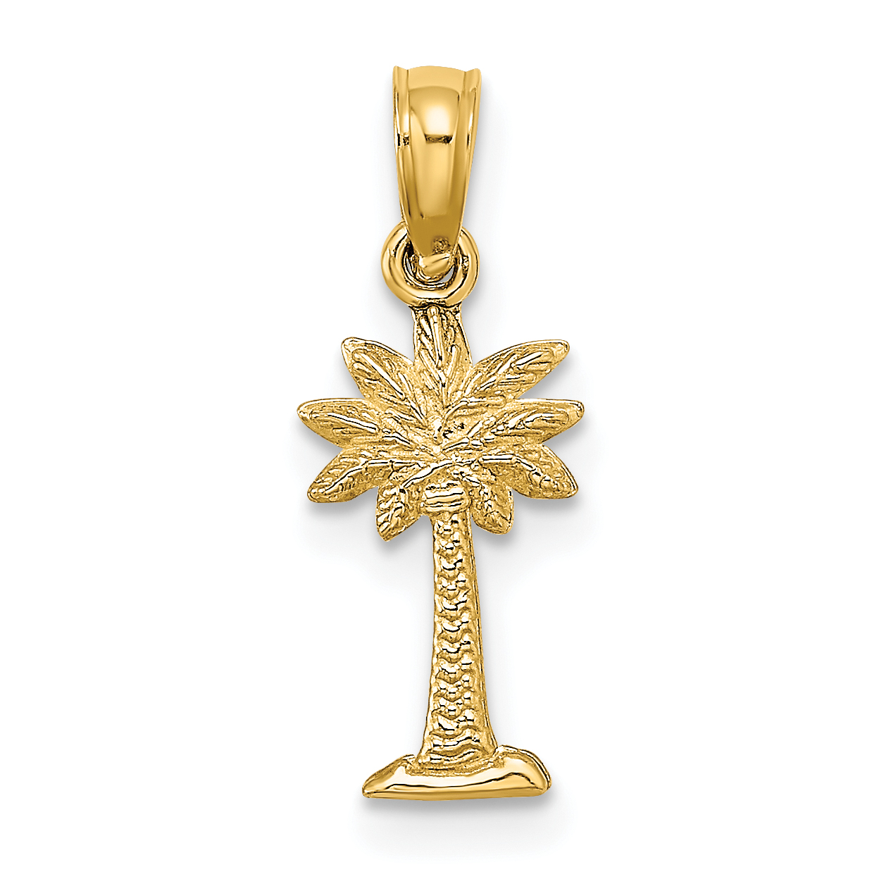 14K 2-D Textured Mini Palmetto Palm Tree Charm (K7663)
