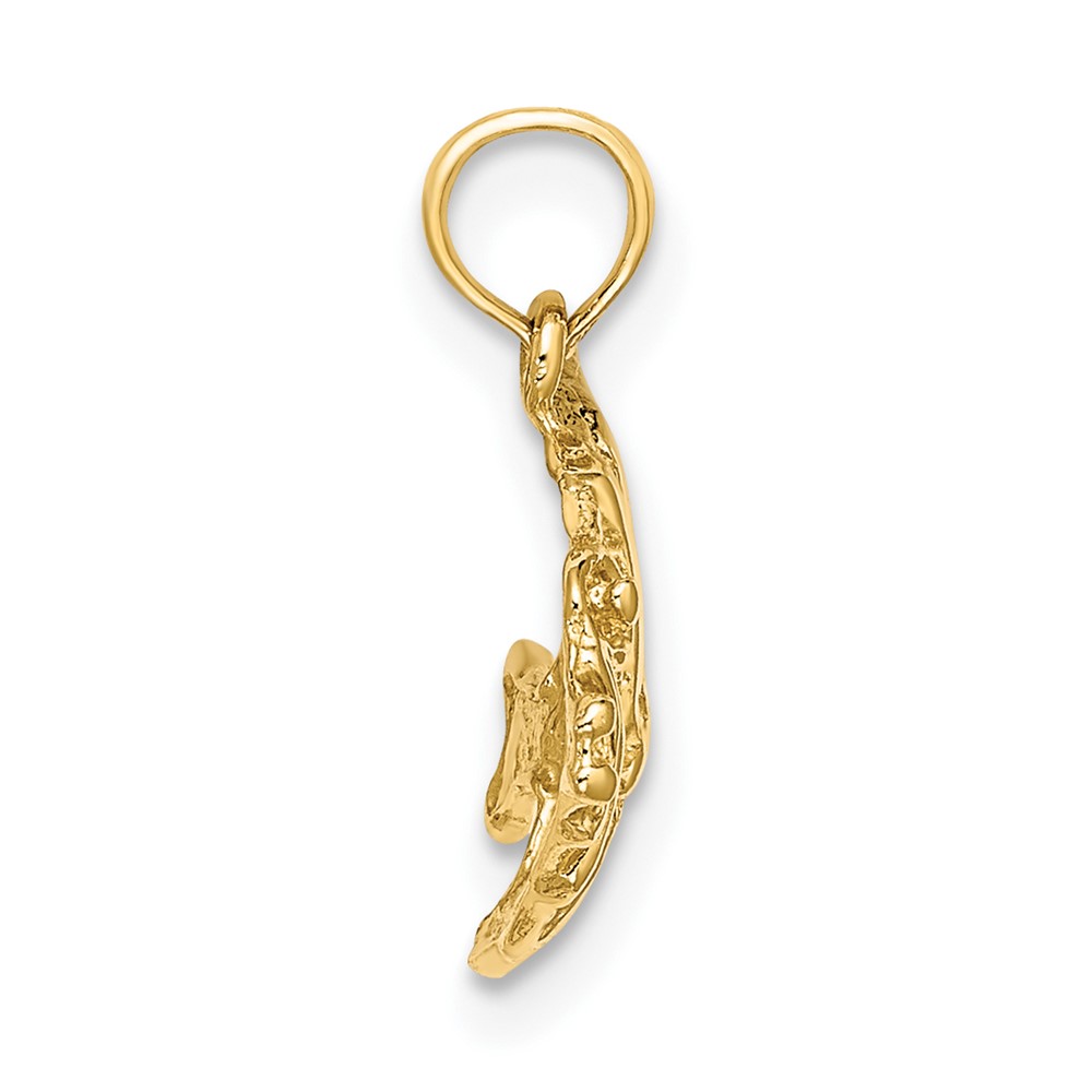 14K Polished Engraved FISH Charm (K7669)