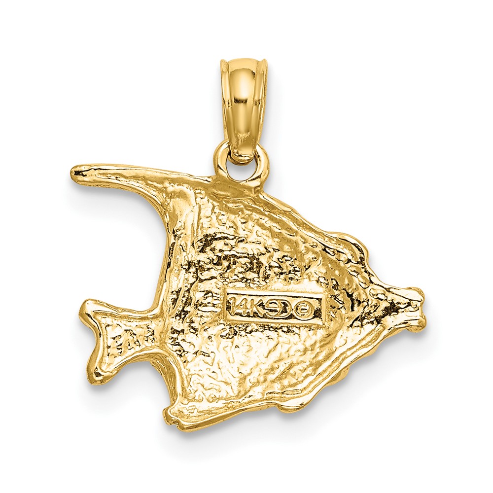 14K Polished Engraved FISH Charm (K7669)