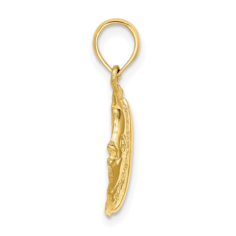 14K Polished  Engraved Fish Charm (K7674)
