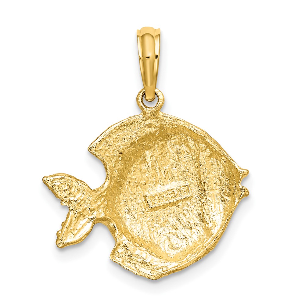 14K Polished  Engraved Fish Charm (K7674)