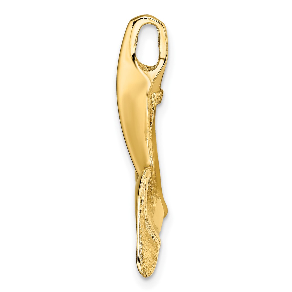 14K 3-D Polished Engraved Whale Tail Chain Slide (K7676)
