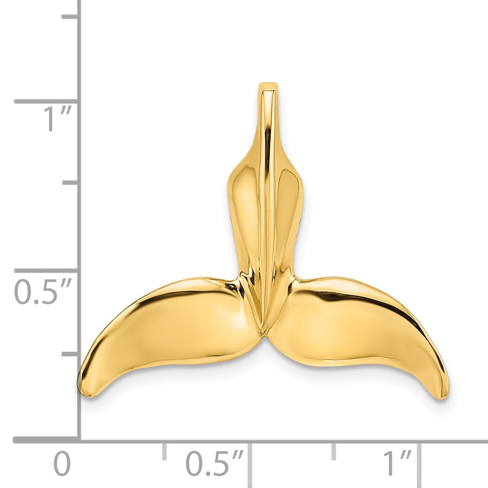 14K 3-D Polished Engraved Whale Tail Chain Slide (K7676)