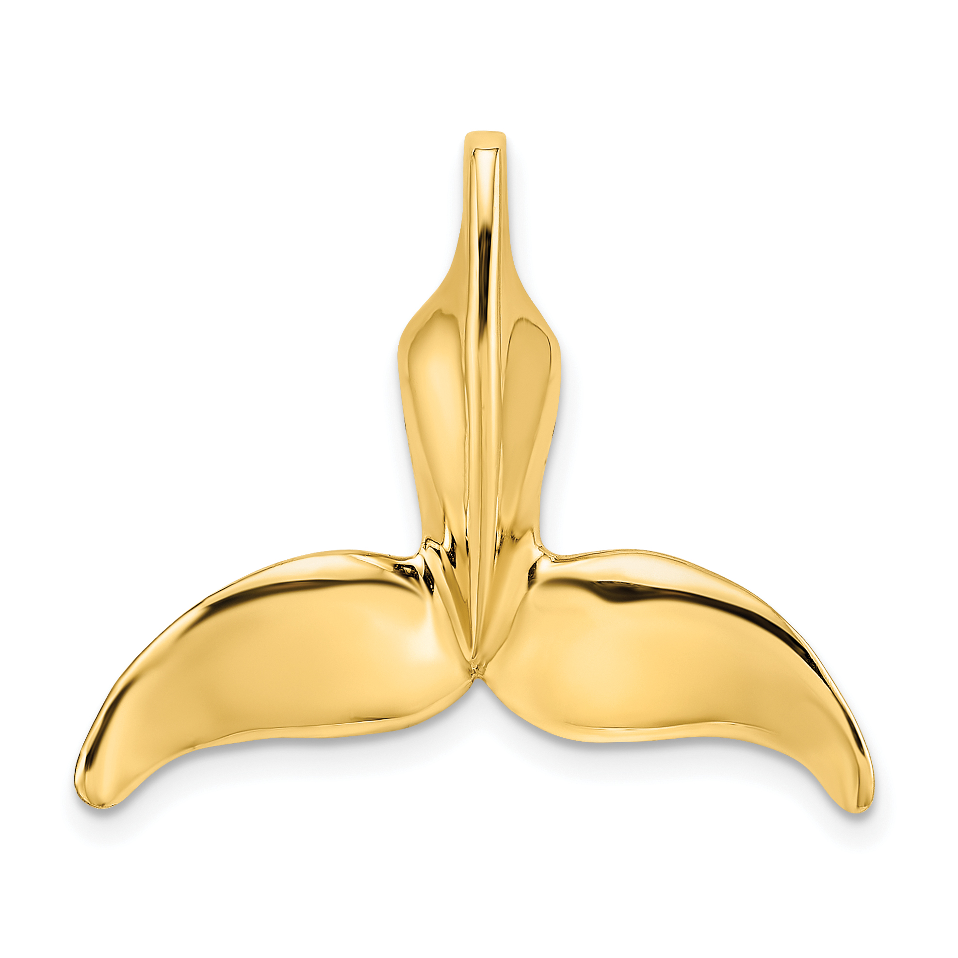 14K 3-D Polished Engraved Whale Tail Chain Slide (K7676)