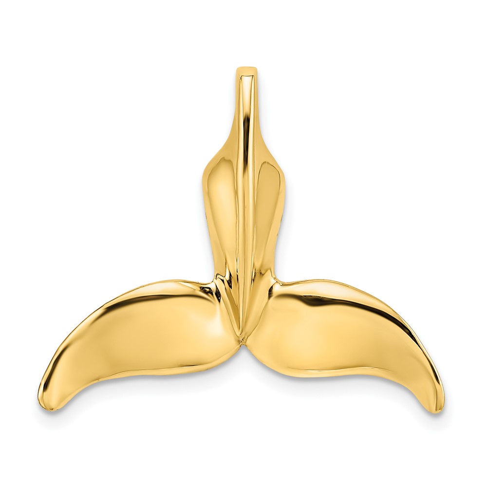 14K 3-D Polished Engraved Whale Tail Chain Slide (K7676)