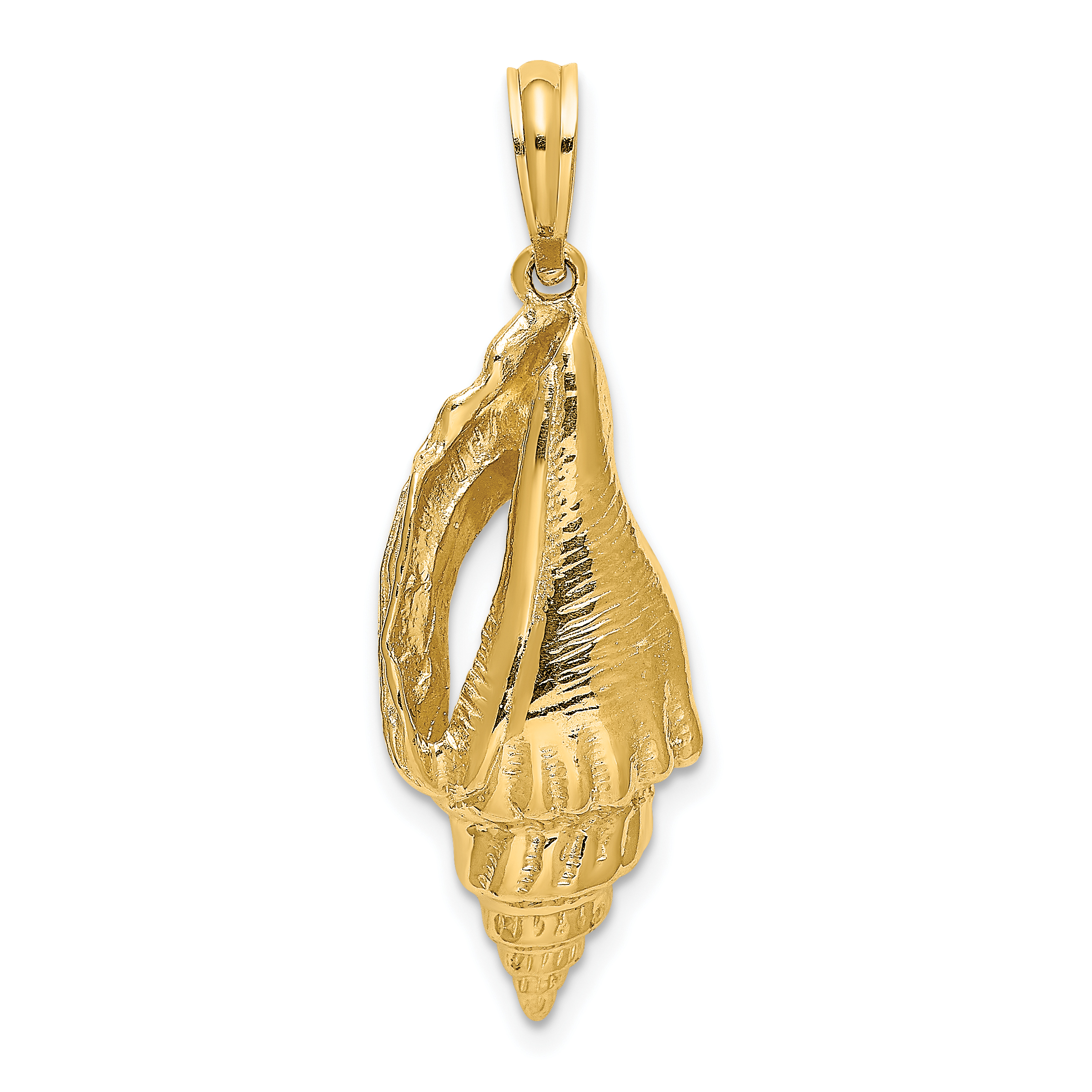 14K Polished Elongated Shell Charm (K7679)