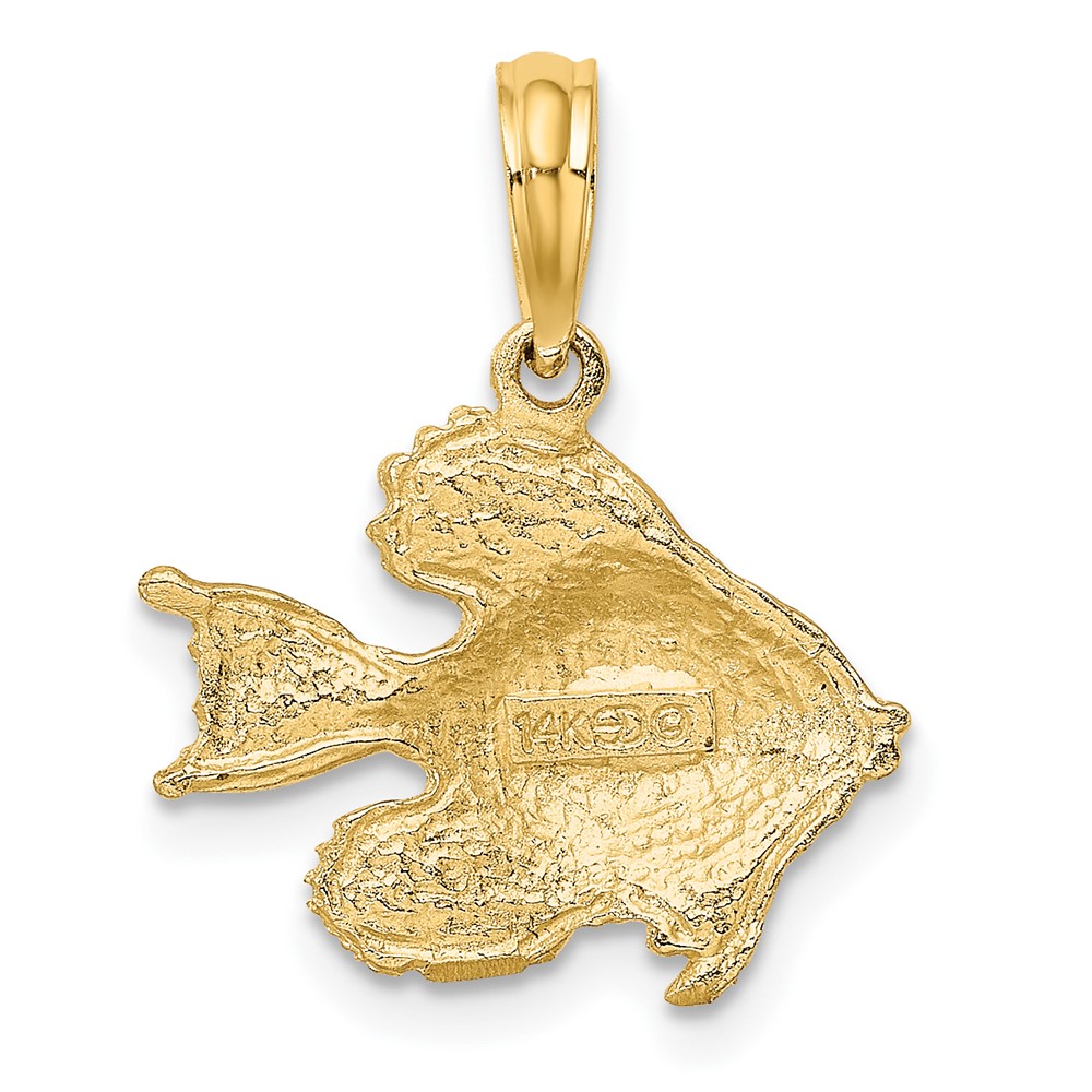 14K Polished  Engraved Fish Charm (K7691)