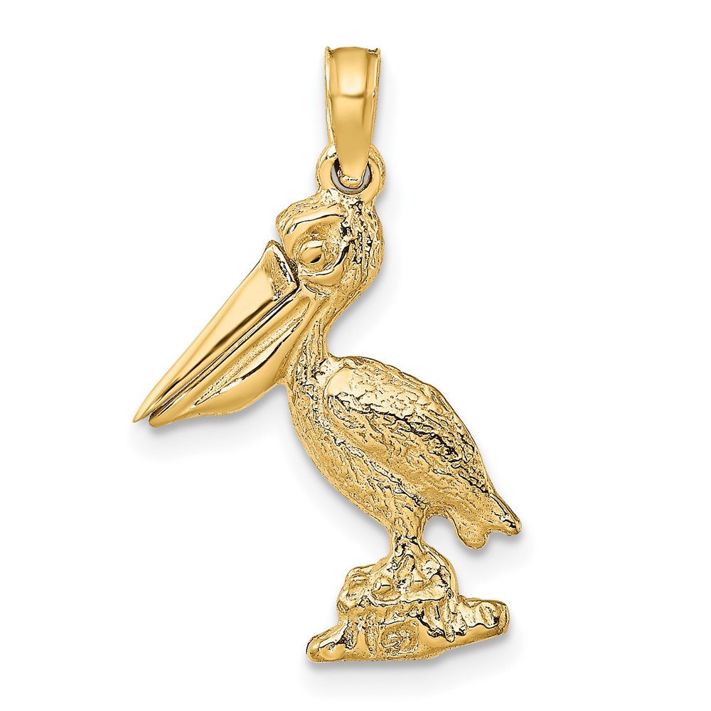 14K 3-D Standing Pelican with Moveable Mouth Charm (K7695)