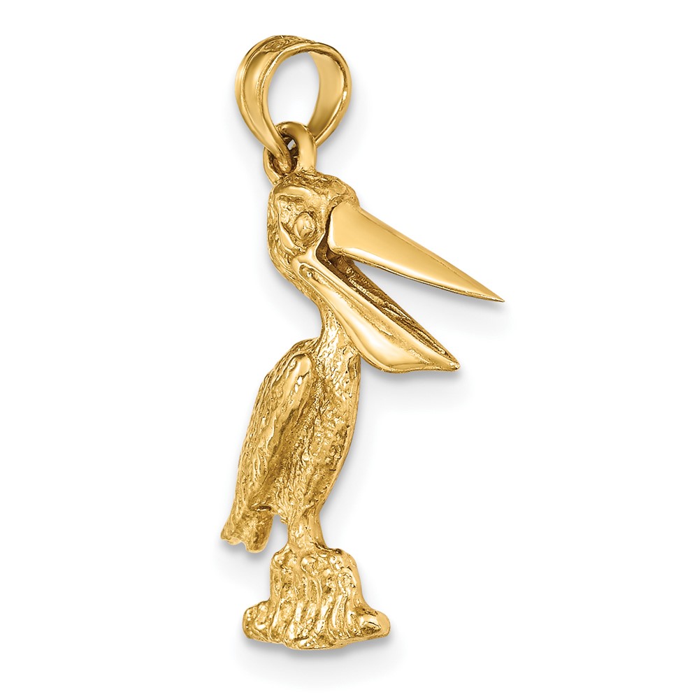14K 3-D Standing Pelican with Moveable Mouth Charm (K7695)