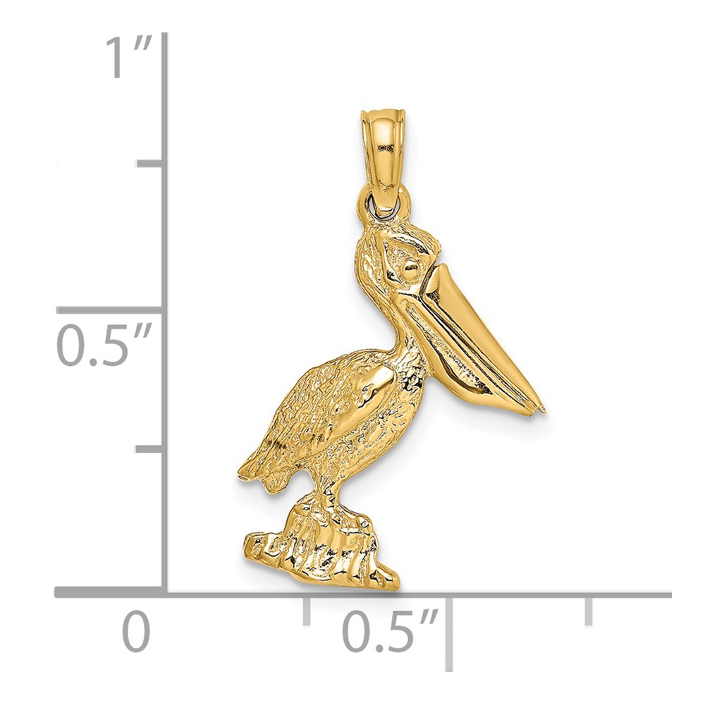 14K 3-D Standing Pelican with Moveable Mouth Charm (K7695)