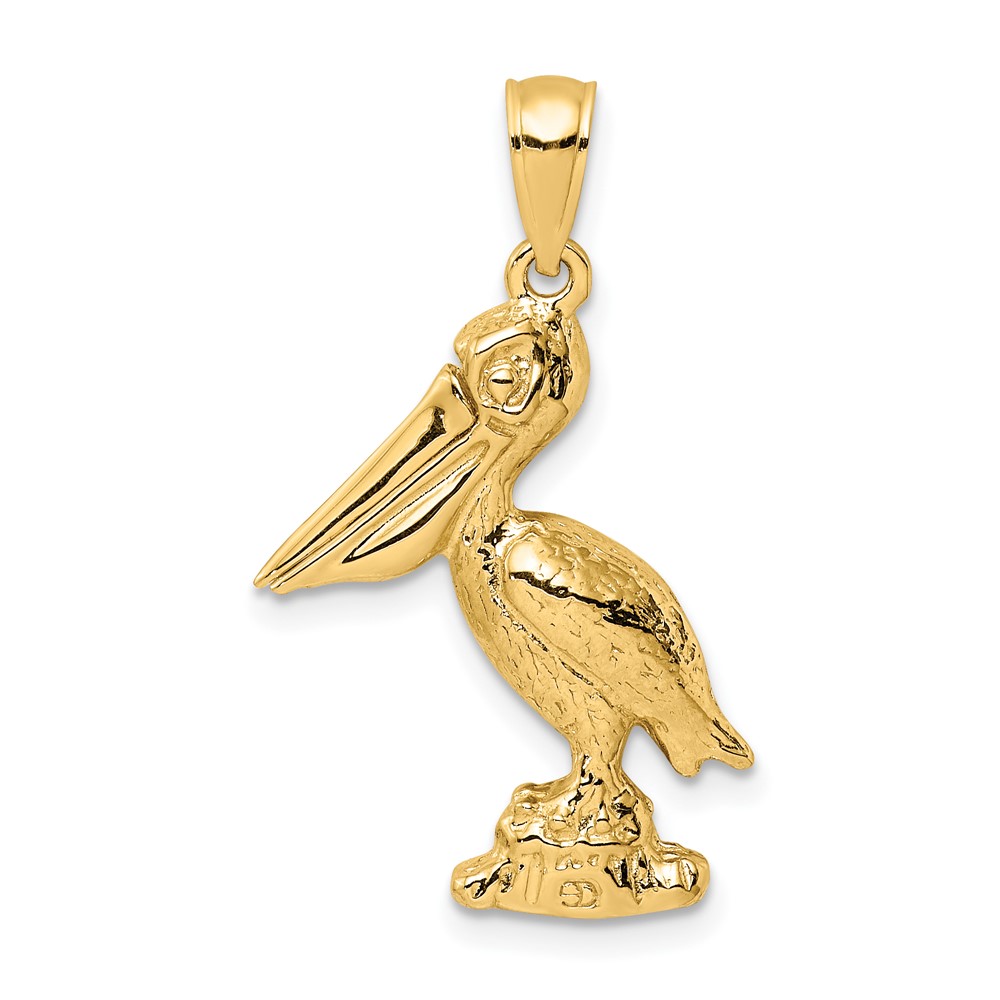 14K 3-D Large Standing Pelican with Moveable Mouth Charm (K7705)