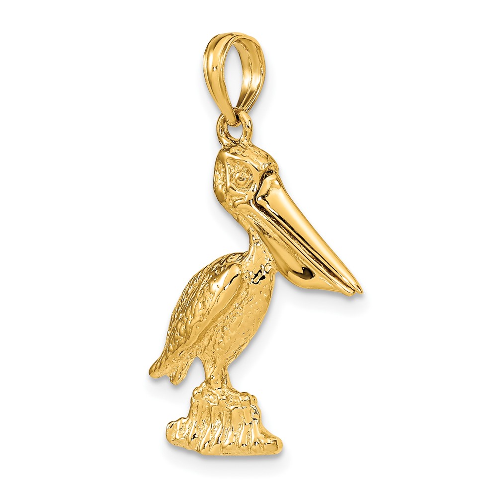 14K 3-D Large Standing Pelican with Moveable Mouth Charm (K7705)