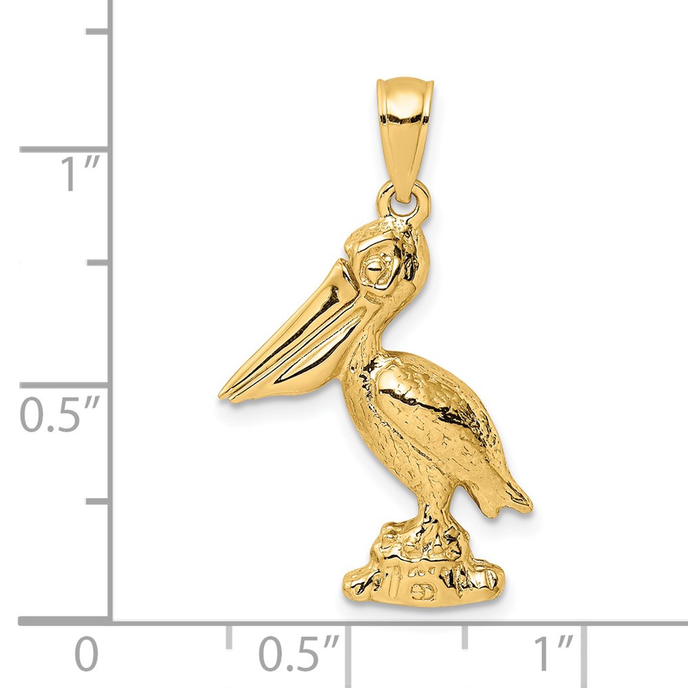 14K 3-D Large Standing Pelican with Moveable Mouth Charm (K7705)