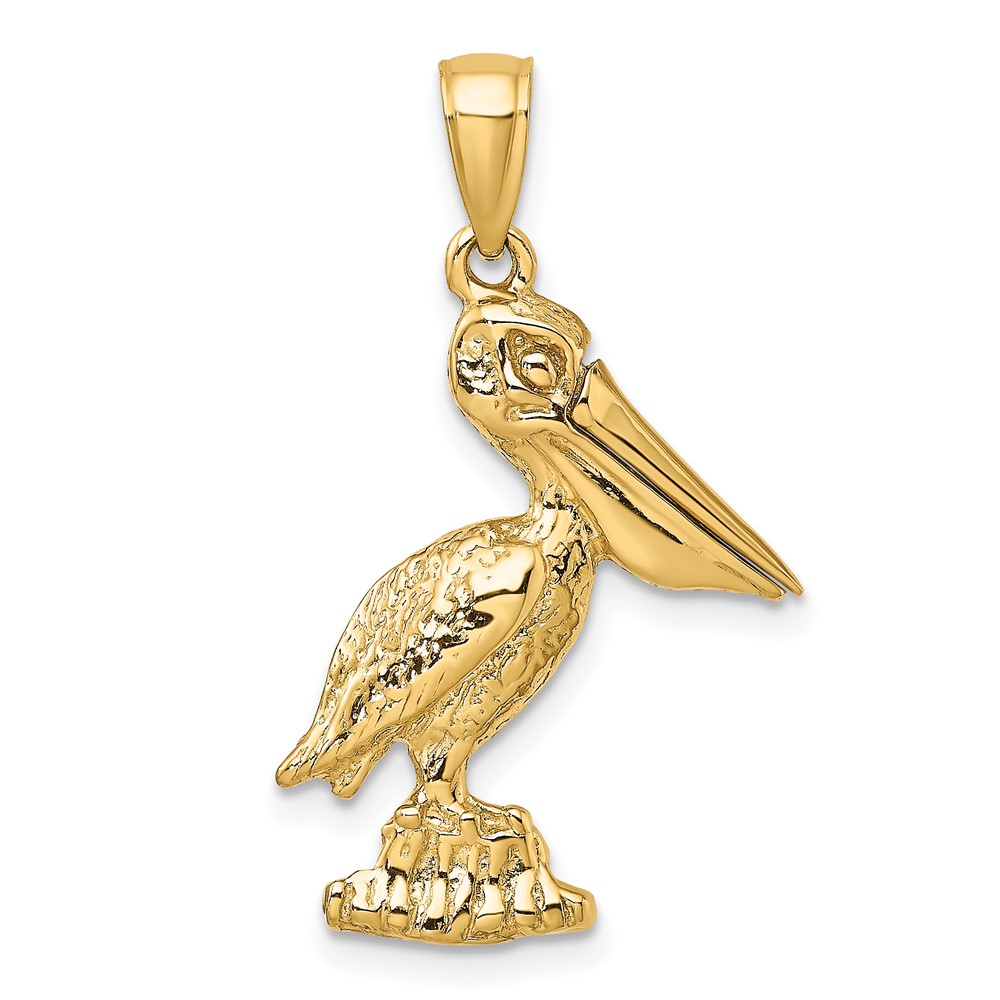 14K 3-D Large Standing Pelican with Moveable Mouth Charm (K7705)