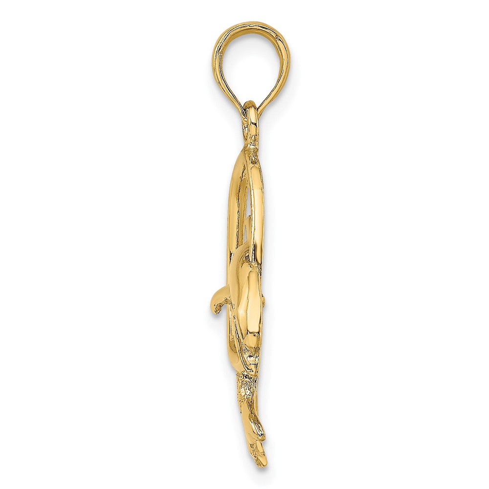 14K Polished Dolphin Jumping Through Hoop Charm (K7708)