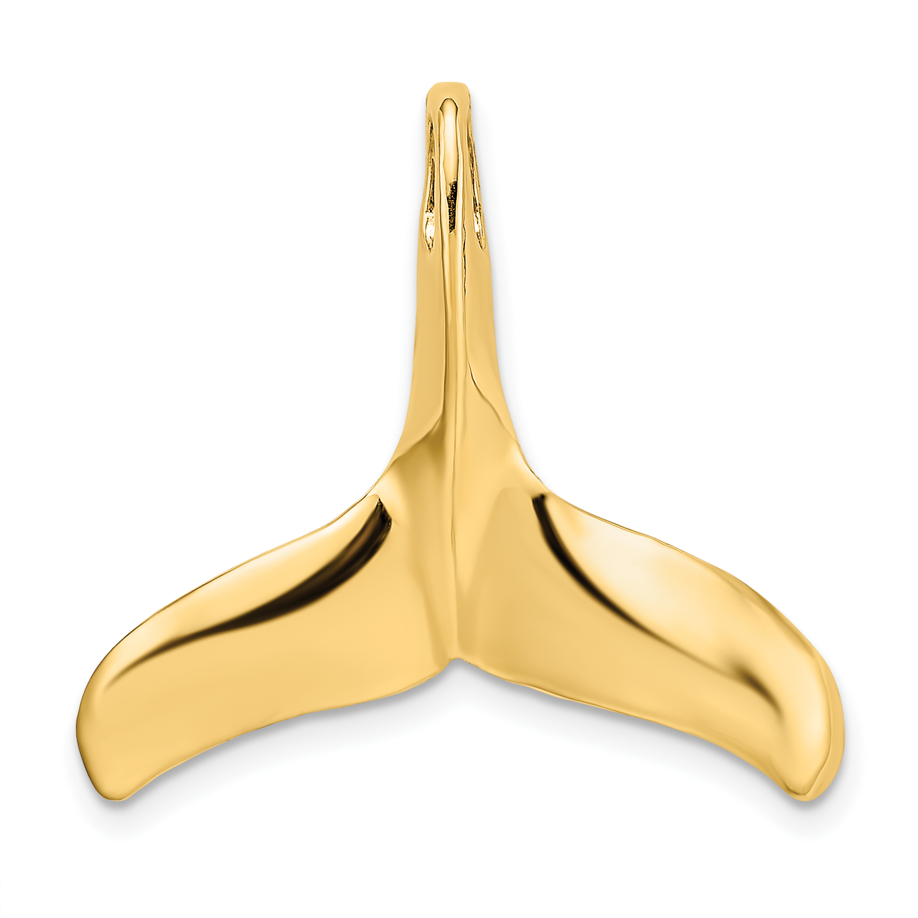 14K 3-D Polished/Textured Whale Tail Charm (K7728)