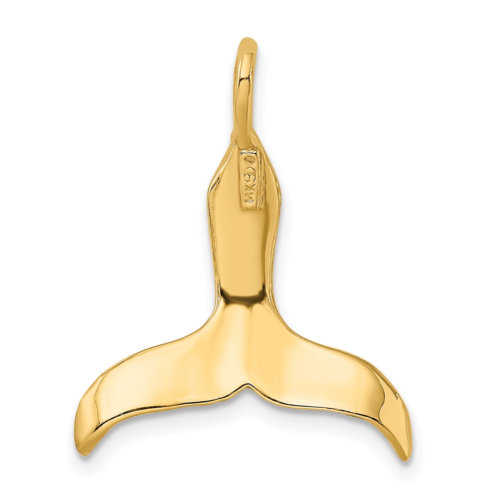 14K 3-D Polished Whale Tail Charm (K7729)