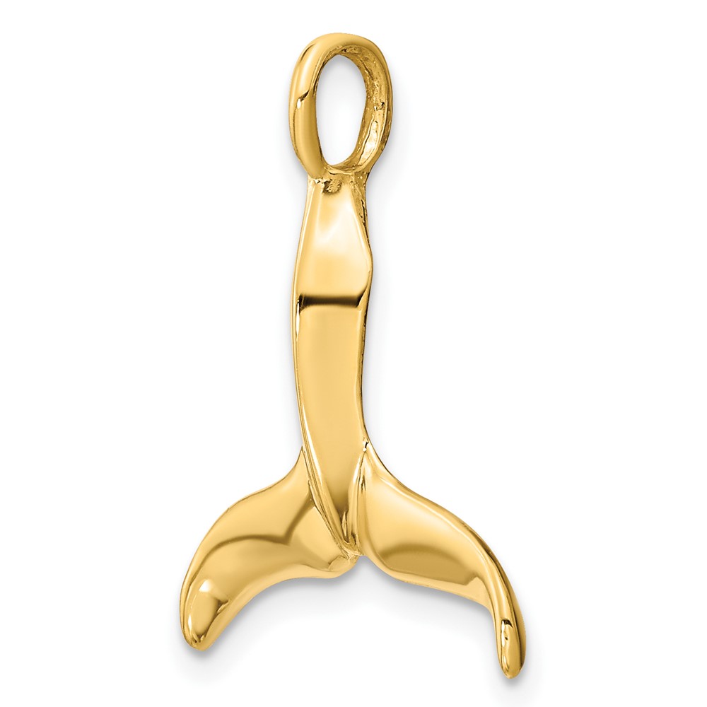 14K 3-D Polished Whale Tail Charm (K7729)