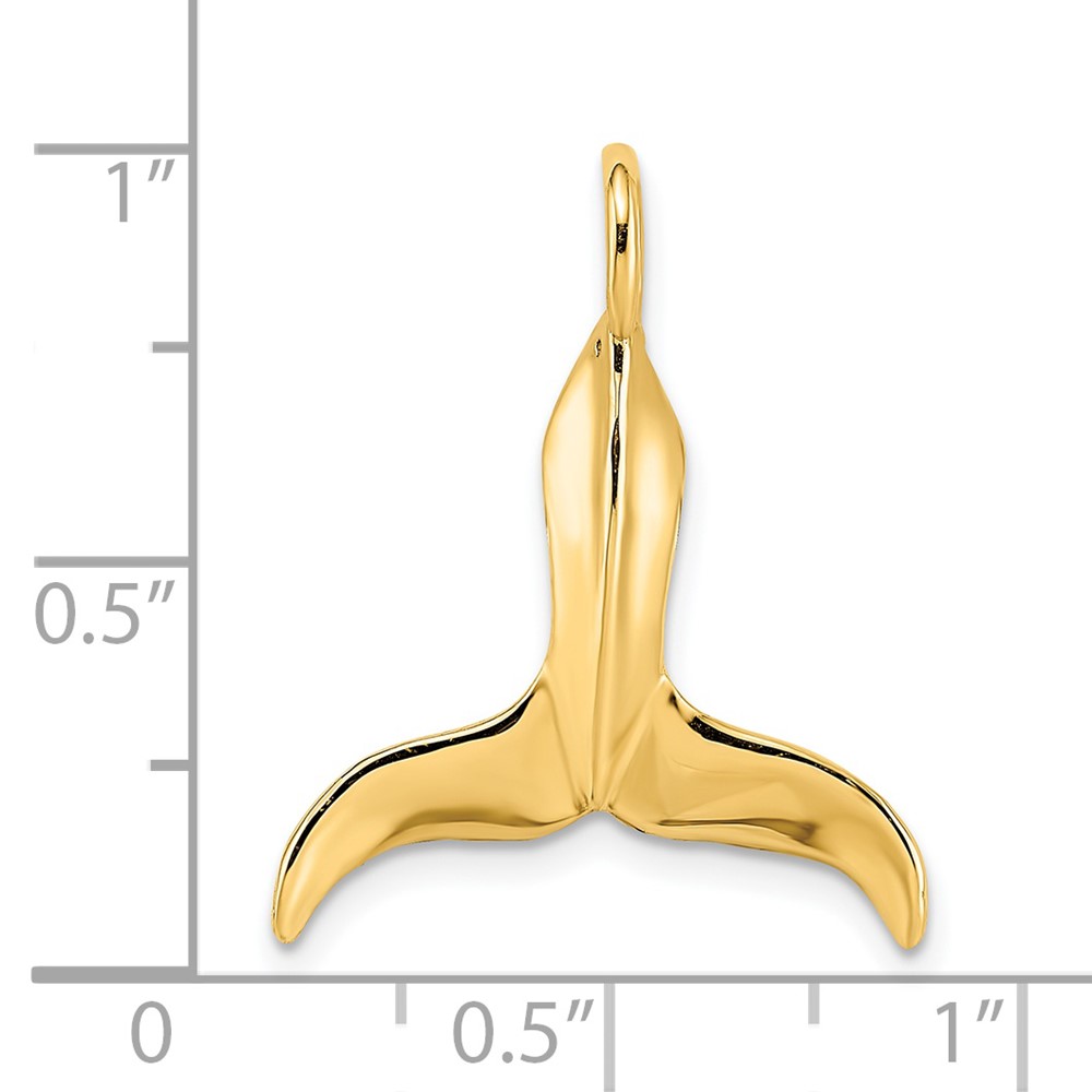 14K 3-D Polished Whale Tail Charm (K7729)