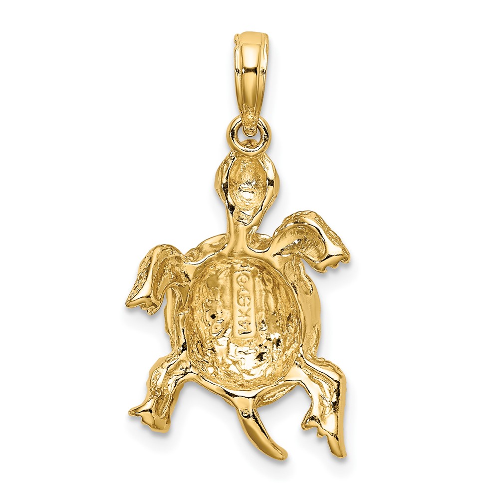14K Polished and Textured Turtle Charm (K7744)
