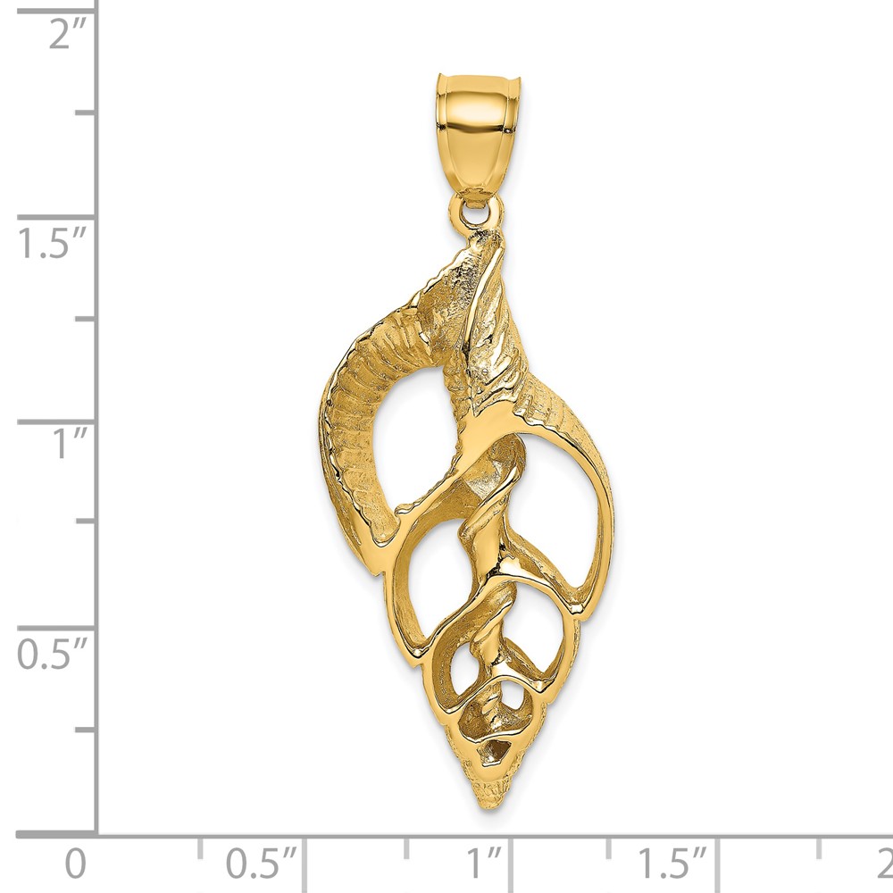 14K Cut-Out Conch Shell Skeleton Charm (K7756)