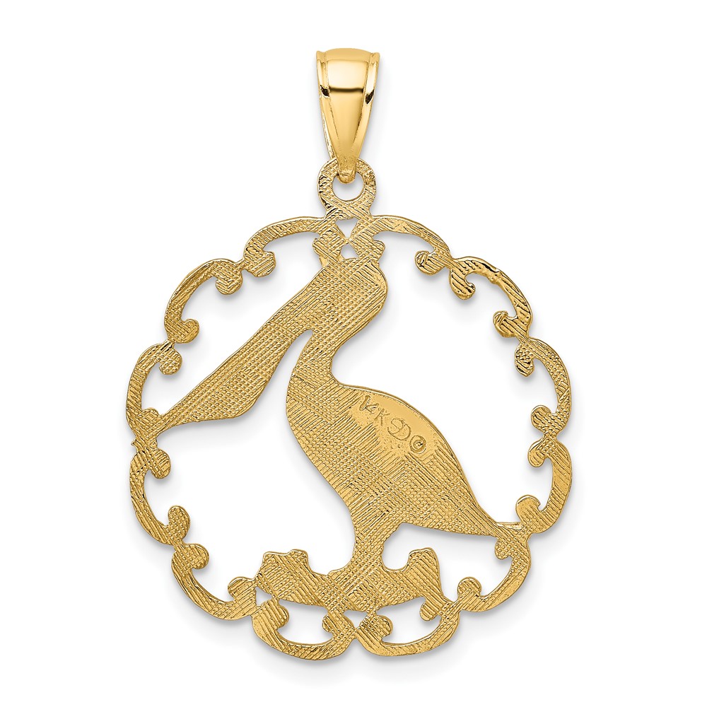 14K Pelican In Circle Charm (K7774)