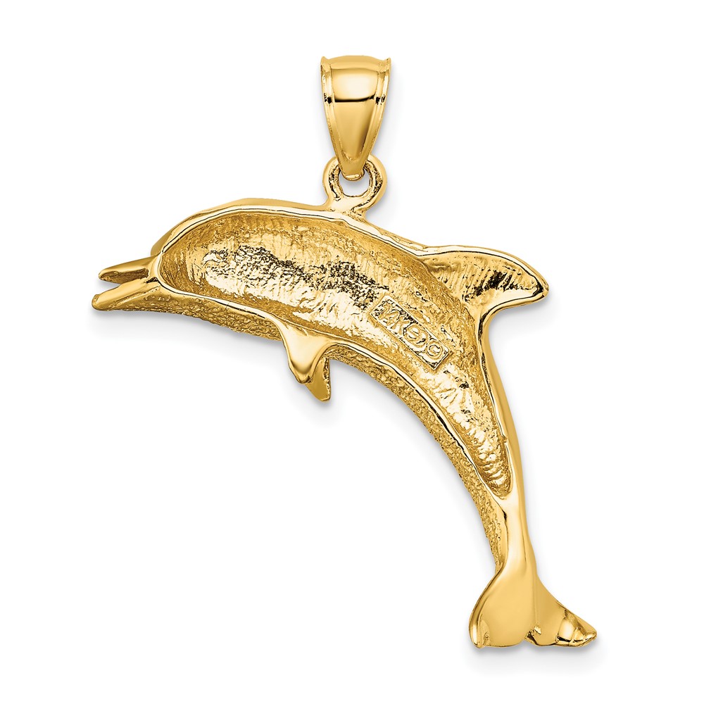14K Polished Jumping Dolphin Charm (K7790)