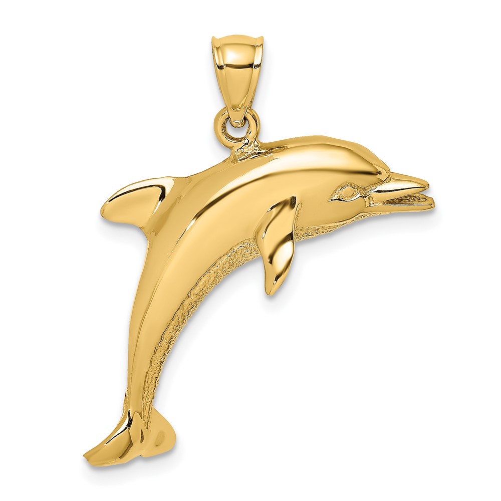14K Polished Jumping Dolphin Charm (K7790)