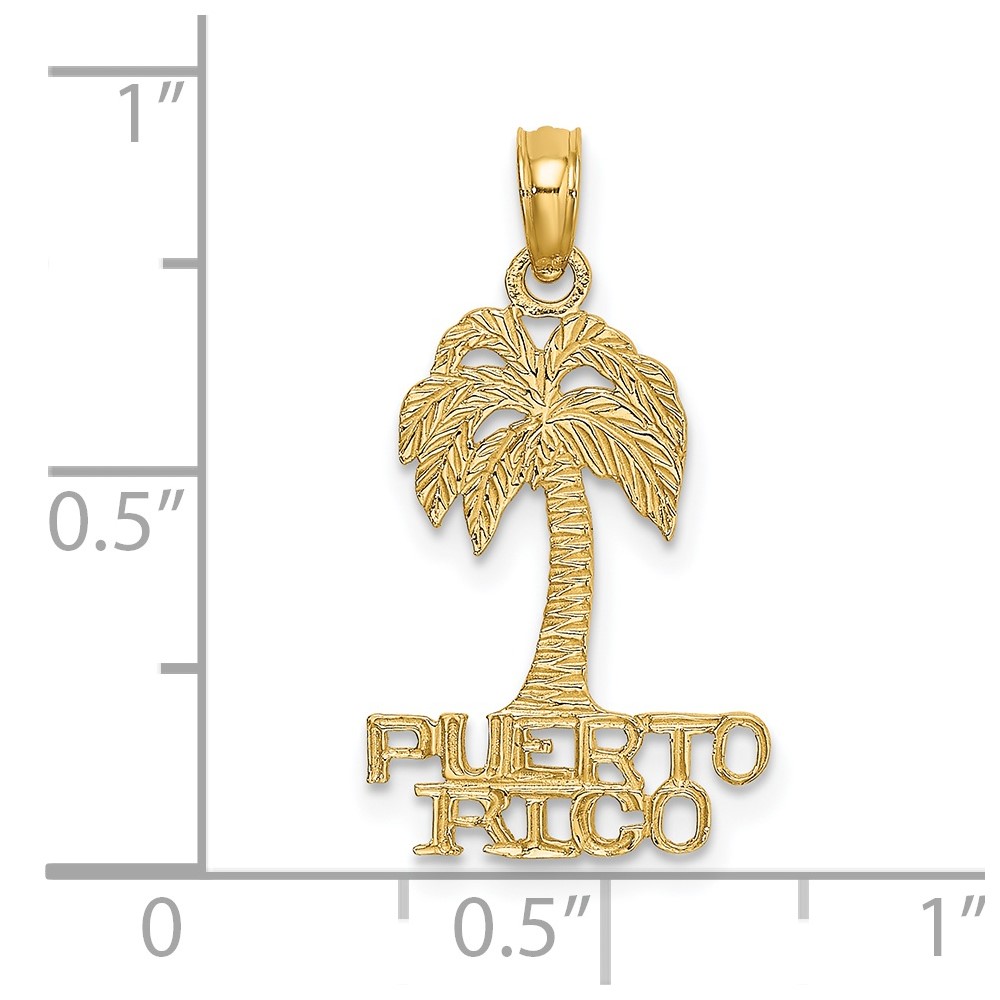 14K Flat PUERTO RICO Under Palm Tree Charm (K7817)