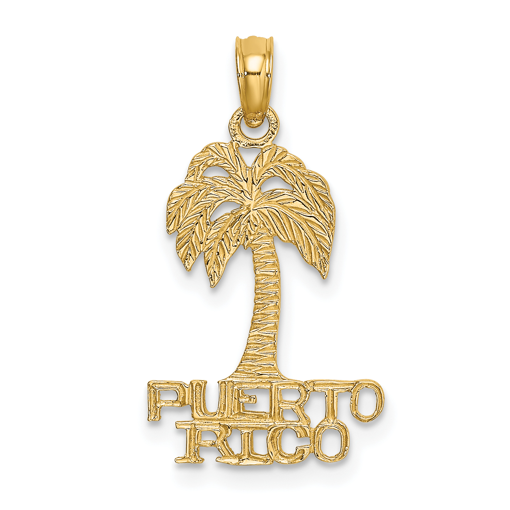 14K Flat PUERTO RICO Under Palm Tree Charm (K7817)