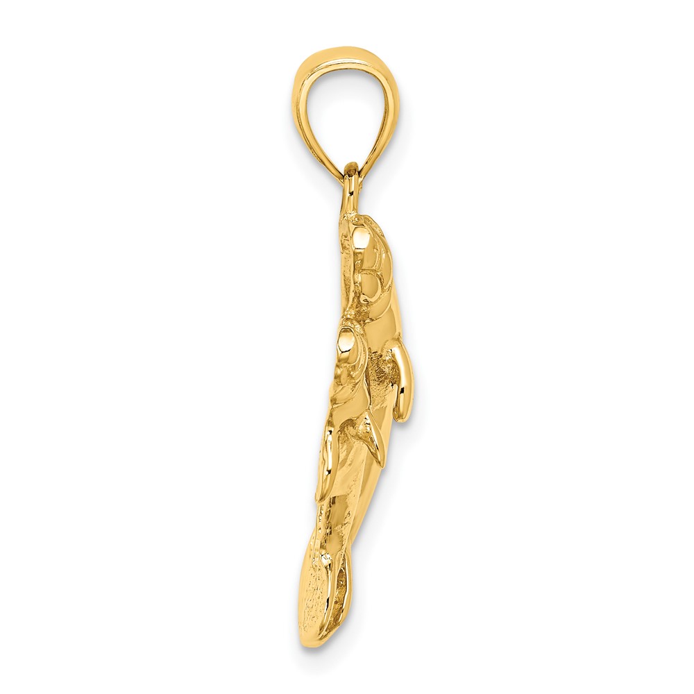 14K 2-D /Polished Two Manatees Charm (K7830)